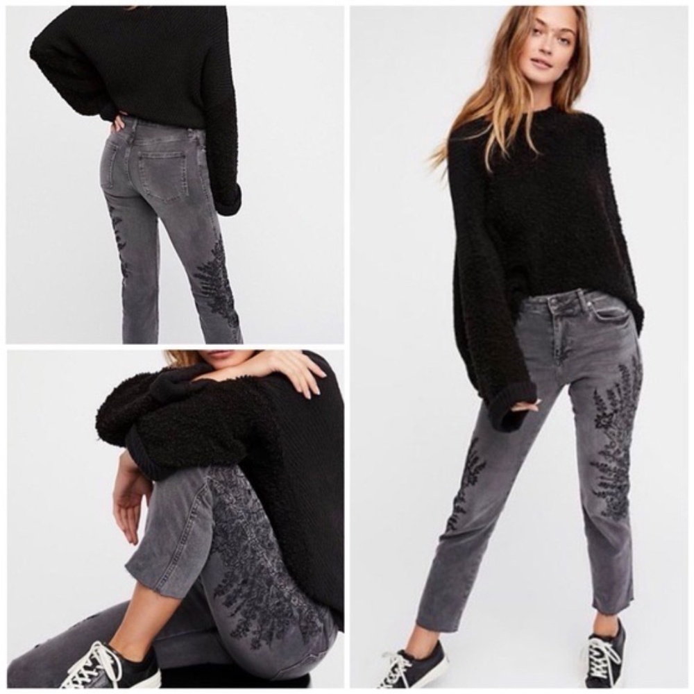 FREE PEOPLE EMBROIDERED GIRLFRIEND JEANS SZ 29 - New without tag